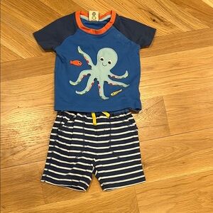 Frugi Blue and Orange Octopus Toddler Set - 12-18 months